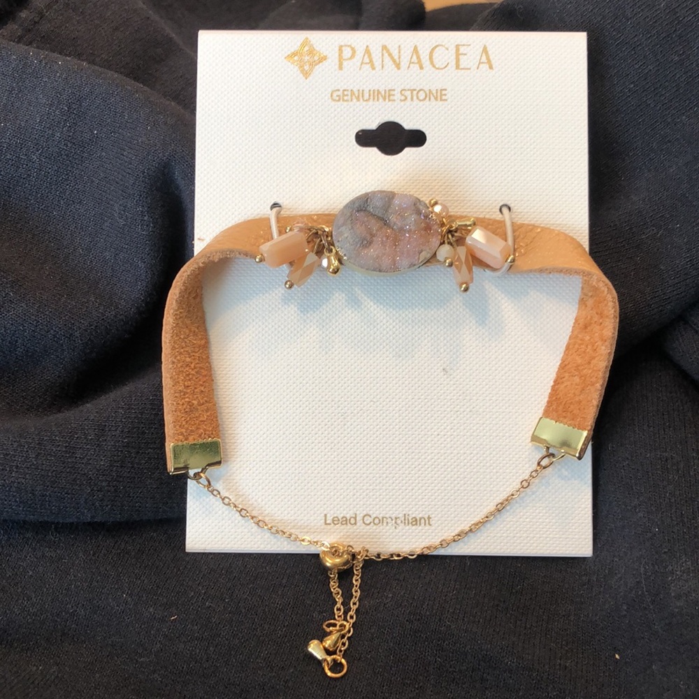NWT PANACEA DRUZZY STONE AND LEATHER BRACELET